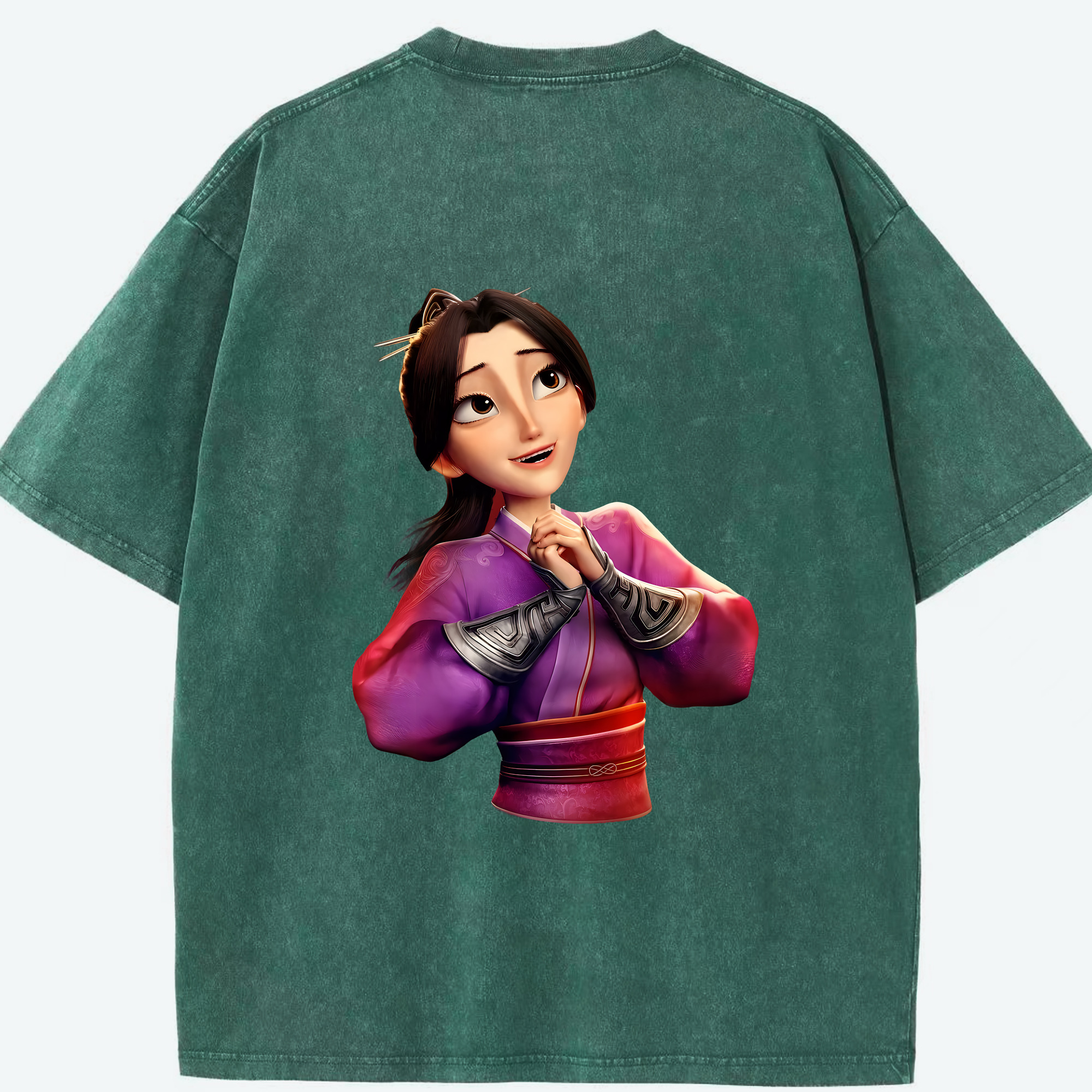 （画像用） Ne Zha 2 ナタ 魔童の大暴れ 綿100% ヴィンテージ風 半袖Tシャツ（背面プリント）